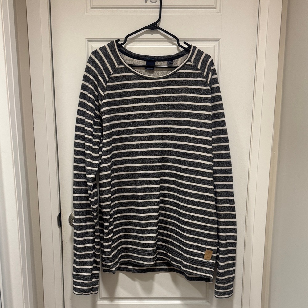 Scotch & Soda striped crew neck pullover sweatshirt with raglan sleeves-XXL